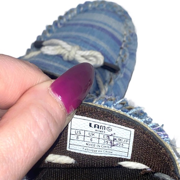 Lam Boat Dock Shoes Blue Stripe sz 8 - Picture 8 of 9